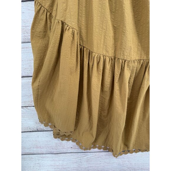 Maeve Anthropologie High Low Strapless Midi Dress Women's XL Gold BOHO NEW - Picture 13 of 13